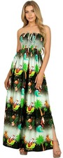 LA LEELA Women's Christmas Beach Party Camp Halter Neck Dress L-XL Black_AA86