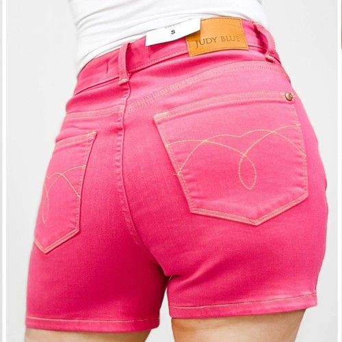 Judy Blue Hi-Rise Garment Dyed Magenta Shorts NWT - Size XL - Picture 3 of 8