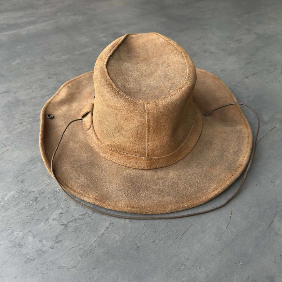 De colección Minnetonka The Aussie Sombrero XL Marrón Gamuza Cuero Outback Vaquero Western Foto 4 de 4