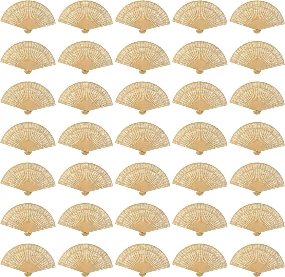 60 Pack Sandalwood Hand Fans - Wedding Favors - Image 3 of 4