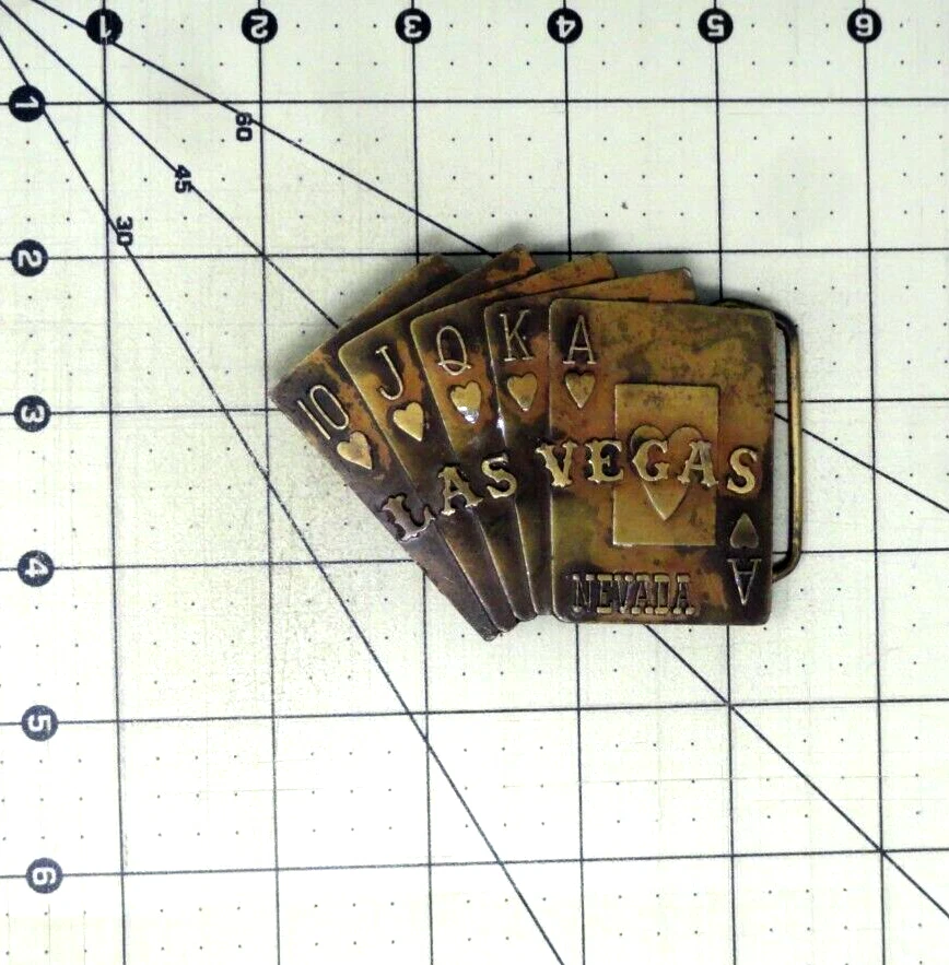 Las Vegas Royal Flush Cinturón Hebilla Tarjetas Jugador Poker De Colección Años 80 Pacific B&B.SHY355 Foto 3 de 4