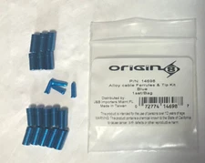 blue bicycle bike alloy brake derailleur ferrules cable tip kit origin8  