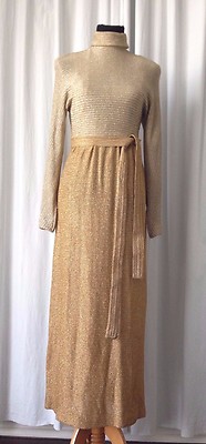 Vintage 70s Pat Sandler metallic gold knit maxi dress S | eBay Vintage 70s Pat Sandler metallic gold knit maxi dress S | eBay