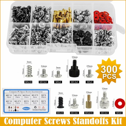 300pcs/Box Computer Screws Standoffs Kit for PC Hard Drive Motherboard ...