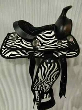Synthetic Western Saddle Pleasure/Trail Zebra Print Design  Concho All Size.