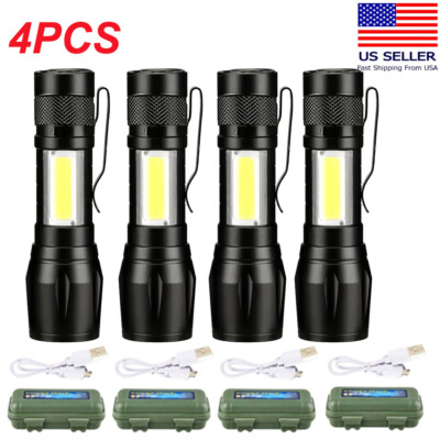 Tactical Flashlights 5-Pack - Bright Zoomable LED With 3 Modes, Waterproof Mini Lights