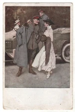 1918 Antique Postcard WAR MILITARY Couples Men Women OLD Russian