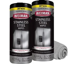 Weiman Stainless Steel Cleaning Wipes 30 Count Streak Free Shine Pack of 2