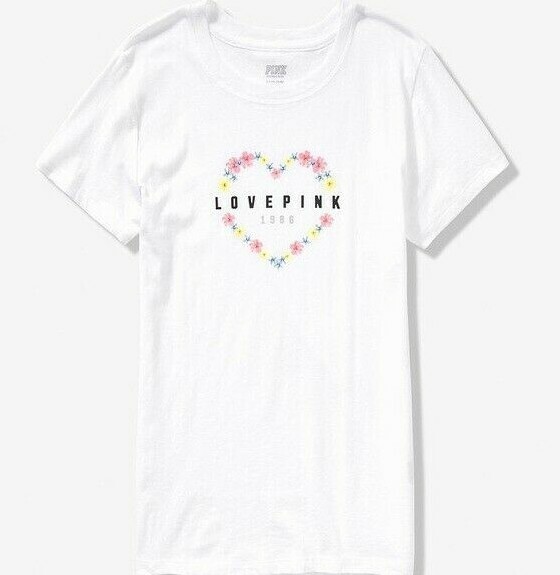 Victoria's Secret 花柄サーマルトップス VICTORIAS SECRET LOVE PINK SHORT SLEEVE FLORAL GRAPHIC TEE T