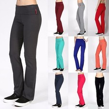 Soft Comfy YOGA PANTS Flare Bottom Foldover Waist Gym Athletic Lounge S-3X