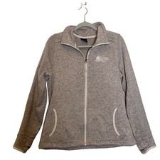 Charles River Apparel Jacket Womens Large Oatmeal Heathered Fleece Full Zip Logo