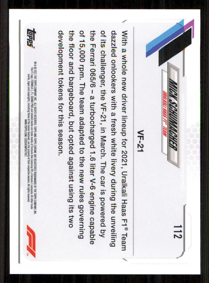 2021 Topps Chrome Formula 1 #112 Mick Schumacher/F1 Cars - Image 2 of 2
