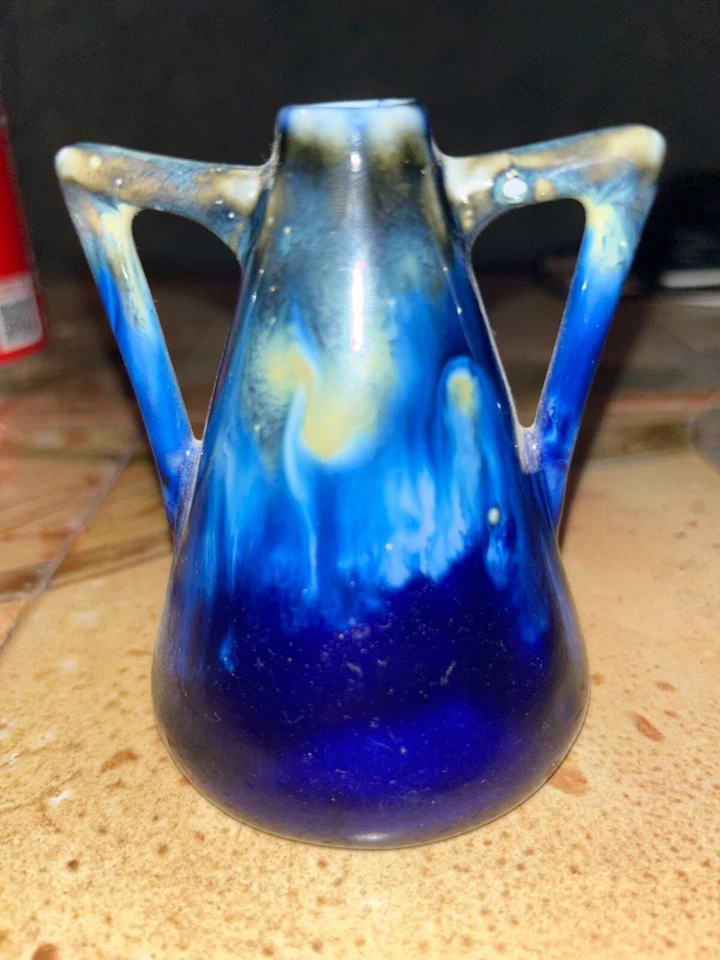 ancien vase , signé alrho bleu en terre cuite , excellent état - Photo 1/1