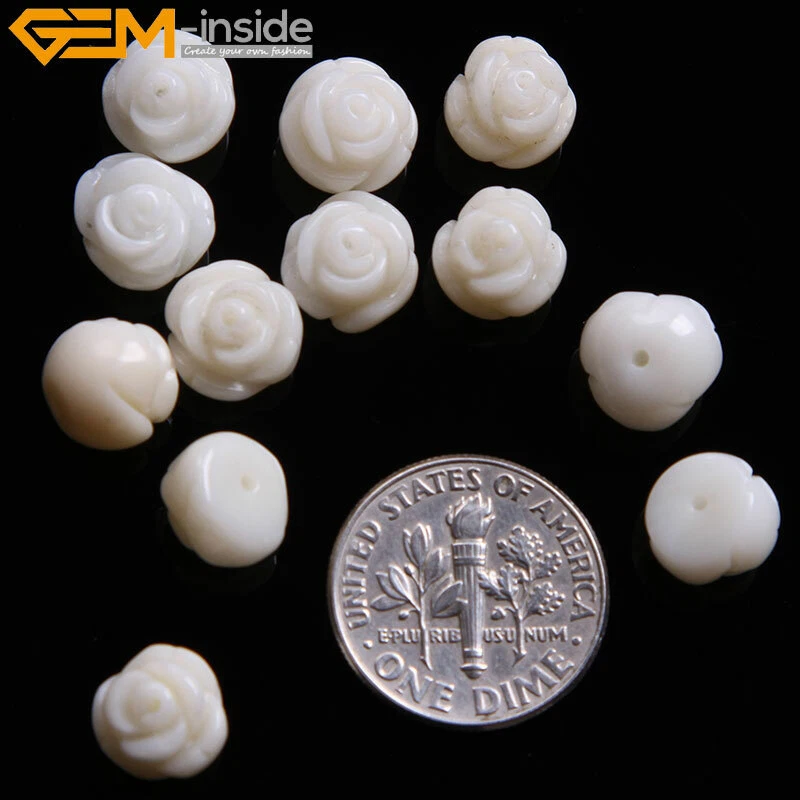 Cuentas sueltas medio perforadas con flor rosa coral natural para hacer joyas teñidas hágalo usted mismo Foto 3 de 4