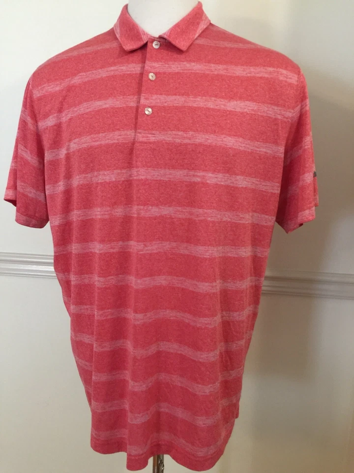 Camisa Puma 2XL XXL Roja Clara a Rayas Para Hombre S/S Polo Manga Corta S/S Dry Cell Foto 2 de 4