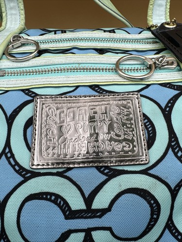 Coach Poppy 3D Op Art Glam Blue/Turquoise Tote Purse Handbag 14983 EUC $198. - Picture 4 of 8