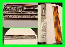 Antique Victorian Danish Silver Mustache / Beard Comb & Holder - Made in Denmark