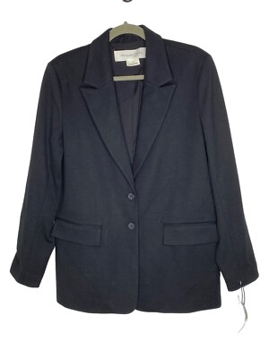 NWT Treasure & Bond Womens Blazer Size Medium Two Button Lined Pockets Black 