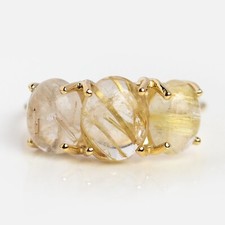 Natural Golden Rutile Quartz Ring 925 Sterling Silver Very Beautiful Quartz Ring