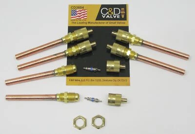 C&D VALVE C&D Copper Access Valve CD3604 PKG of 6 1/4" tube extension w/ 1/4" flare cap