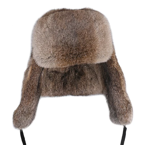 Sombrero de trampero de piel de conejo real para hombre invierno ruso Ushanka sombrero de aviador oreja - Imagen 7 de 24