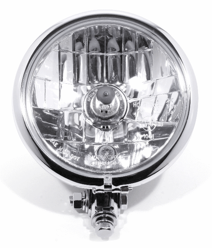 5¾" Scheinwerfer Chrom H4 Klarglas Bates-Style für Harley Suzuki Universal - Picture 4 of 5