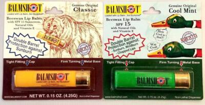 Mint Lip Balm Shotgun Shell Dispenser Pack of 2 SPF 15 Unique Gift USA Made