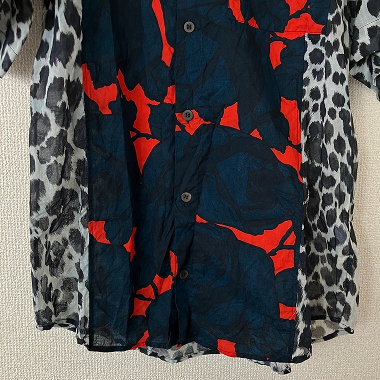 Dries Van Noten Leopard Short Sleeve Shirt Navy Red Mens
