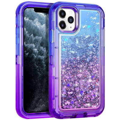 For iPhone 17 16 15 14 13 12 11 X 8 7 Shockproof Defender Liquid Glitter Case 