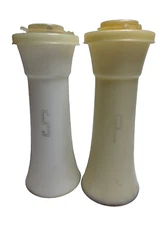 Vintage Tupperware 6" Hourglass White Salt & Pepper Shakers Discolored