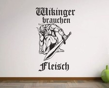 Wandaufkleber Wandtattoo Aufkleber KÜCHE  kochen Wikinger brauchen Fleisch 86