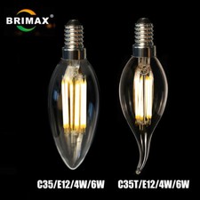 BRIMAX Dimmable E12 LED Candle Light Bulbs Vintage Chandelier Bulbs 2700K, 6pack
