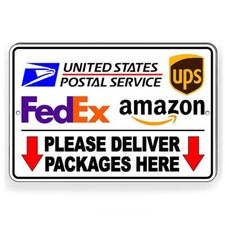 Please Deliver Packages Here Arrows Down Sign / Decal  / Usps Ups Fedex Si148