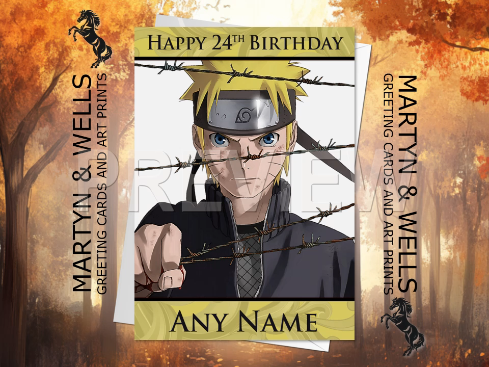 Naruto birthday card. 5x7 inches. Anime, Manga. Personalised card plus
