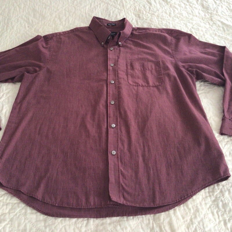 Van Heusen Mens Shirt Size Large 16-16 1/2 Button Up Long Sleeve Red Plaid