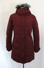 Wantdo Women's Hooded Coat Jacket Faux Fur Trim Maroon Size Small