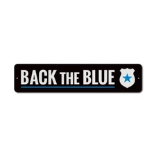 Badge Back The Blue Sign, Custom Police Support, Personalized Metal Decor Sign