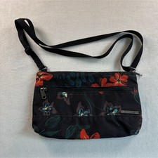 DAKINE Black Floral Crossbody Bag Zip Closure Adjustable Strap Women  s