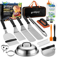 Plancha ZubehöR Set Edelstahl 28TLG Grillspachtel Burgerpresse Grill Set Indoor