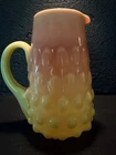 Vintage Fenton-Style Peach to Yellow Opalescent Hobnail Glass Pitcher Yellow Han