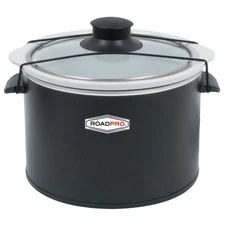 RoadPro-RPSL-350 Quart Slow Cooker, Auto Travel, 12V, White, 1.5 Quart