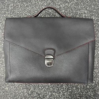 Coach Metropolitan Soft Push Lock Brief 78864 Men's Black Leather Laptop Bag