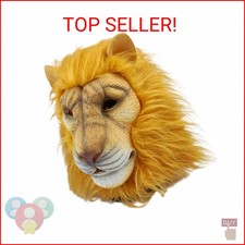 BEENODI Fun Lion Costume Mask Adult Size Latex and Mane Material, Durable, E