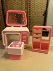 Vtg 70s Barbie's Dreamhouse Pink Vanity, Stool Chair & Wardrobe