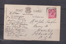 SOUTH AUSTRALIA, TANUNDA squared circle, 1910 Xmas, New Year ppc. 1d. to NSW.