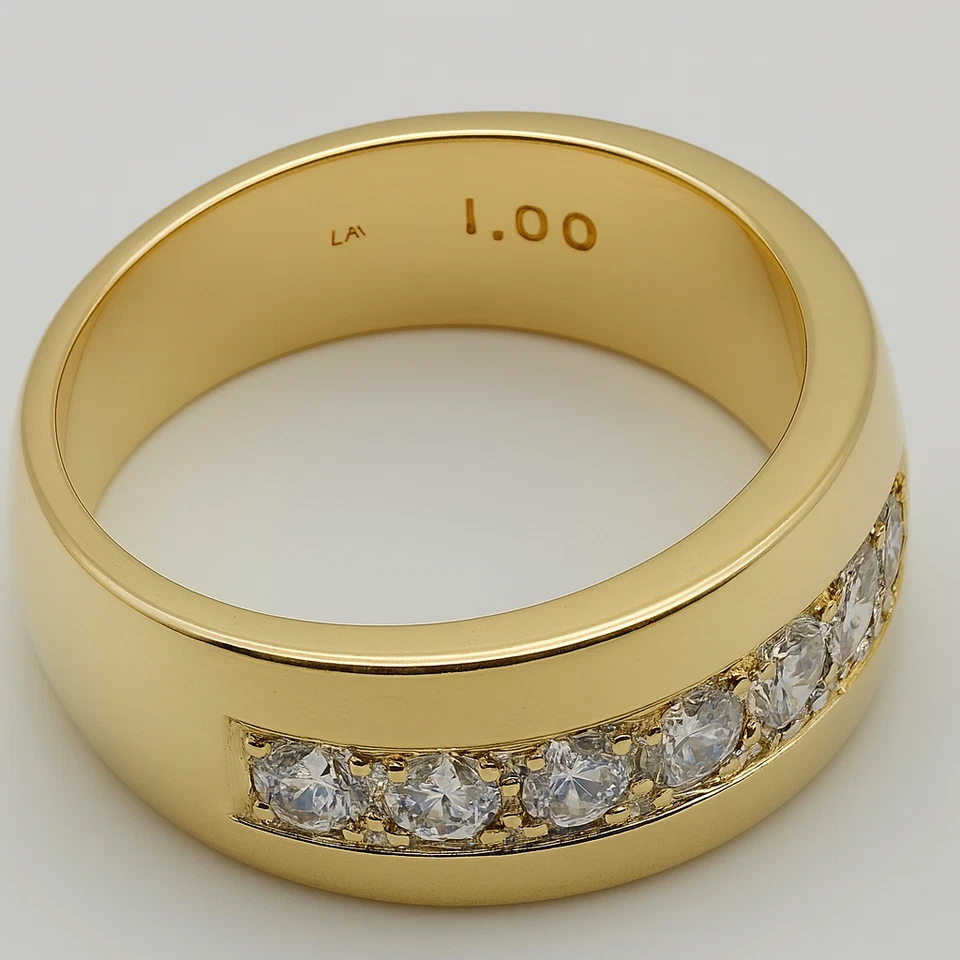 Herrenring 750 Gelbgold 18K Brillant Ring 1,00ct Diamant Bandring Gr 65 Massiv - Bild 2 von 4