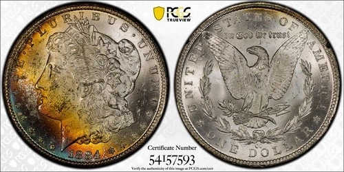 1884 CC $1 Morgan Dollar MS62 GSA Hoard PCGS Gold Shield With Box Toned Toning