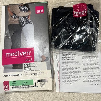 Medi Mediven Plus Calf Top Band High Compression Open Toe 20-30mmHg Black Sz III