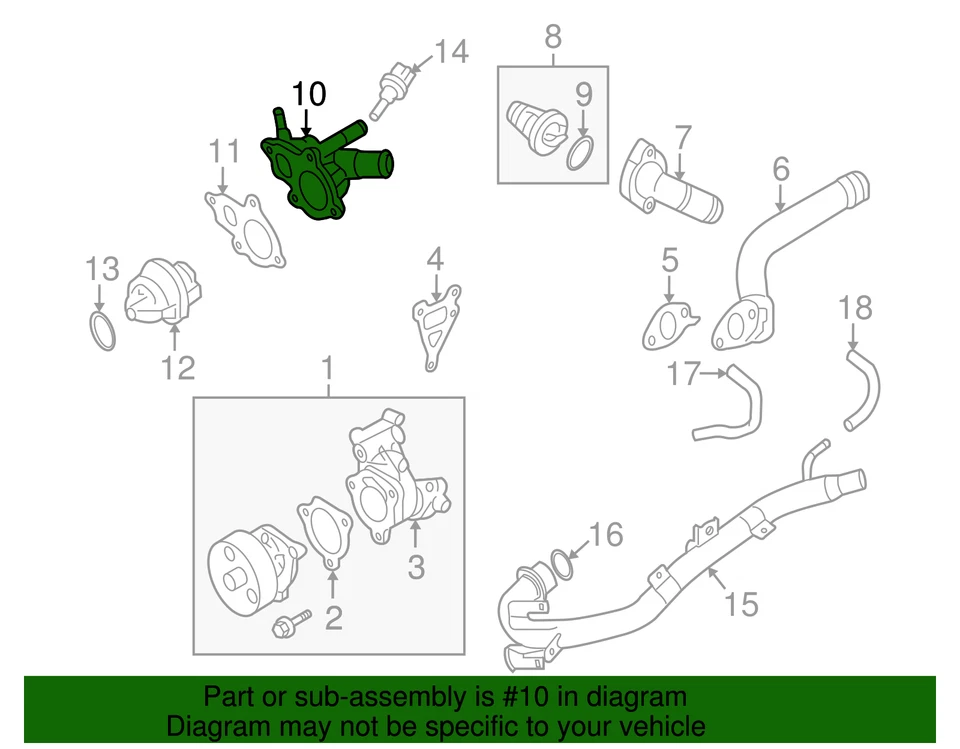 Nissan Altima 2007-2013 genuino - toma de agua 11060-JA00A Foto 3 de 3