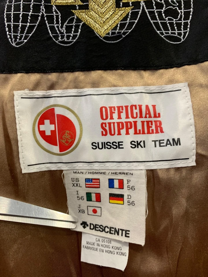 Chaqueta de esquí vintage Descente Suisse Ski Team XXL 56 para hombre verde azulado azul marino retro años 90 #129 Foto 4 de 4